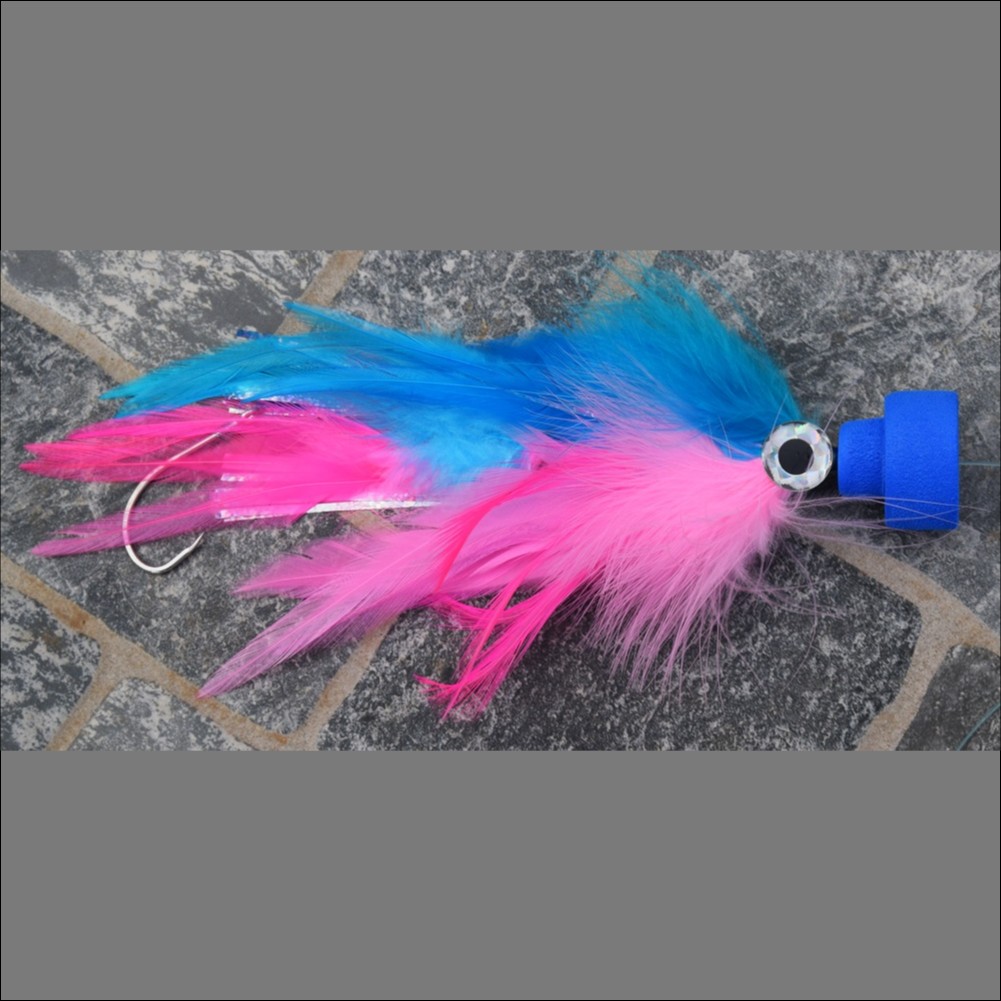 Aki blue and pink rigged with blue popper head