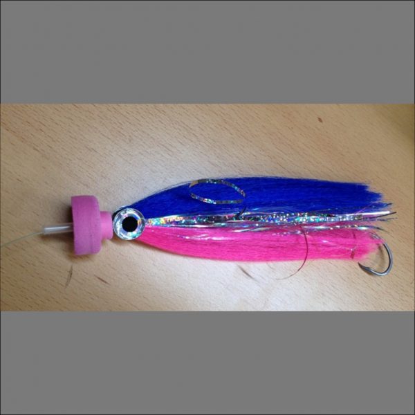 Cabo Blue and Pink Rigged saltwater fly for marlin and sailfish trolling