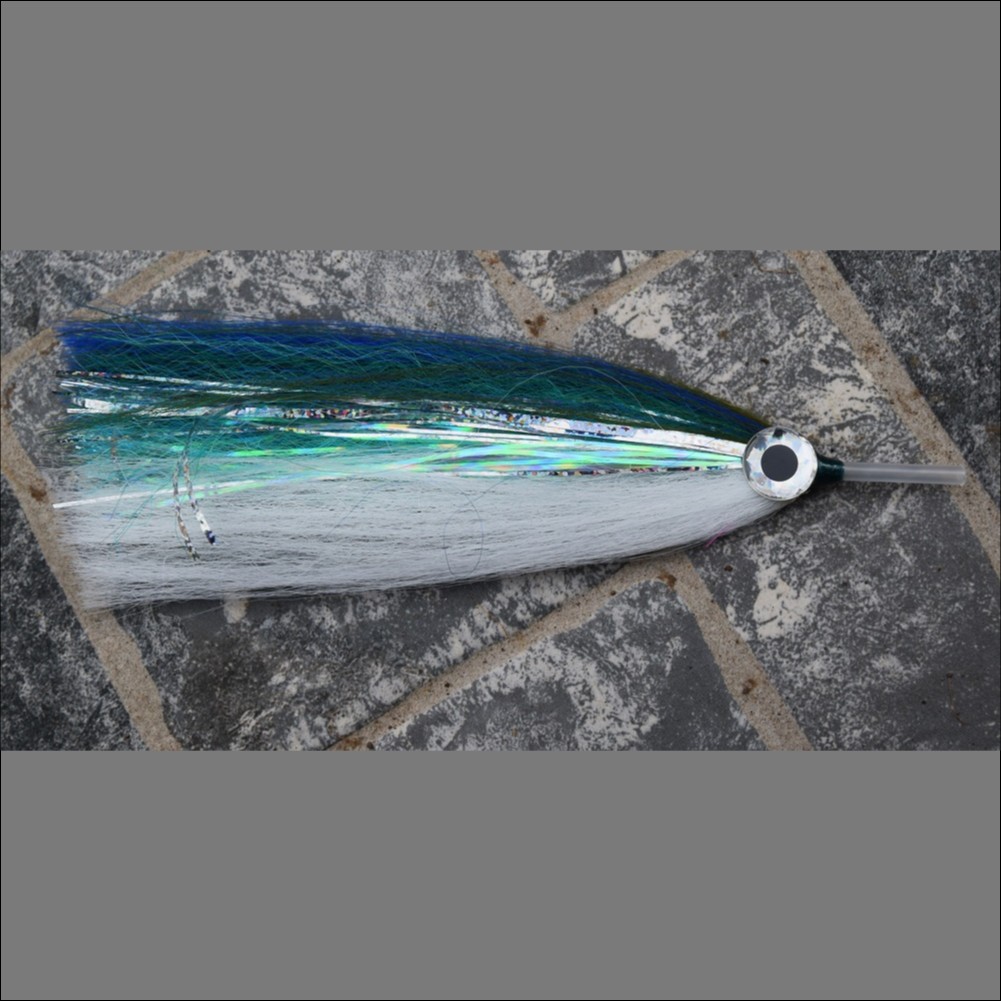 Cabo Magbay Tube Fly for custom marlin and sailfish bait-ball rigging