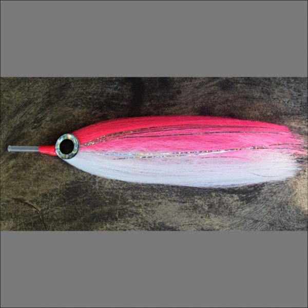 Cabo Pink and White Tube Fly for custom marlin and sailfish rigging