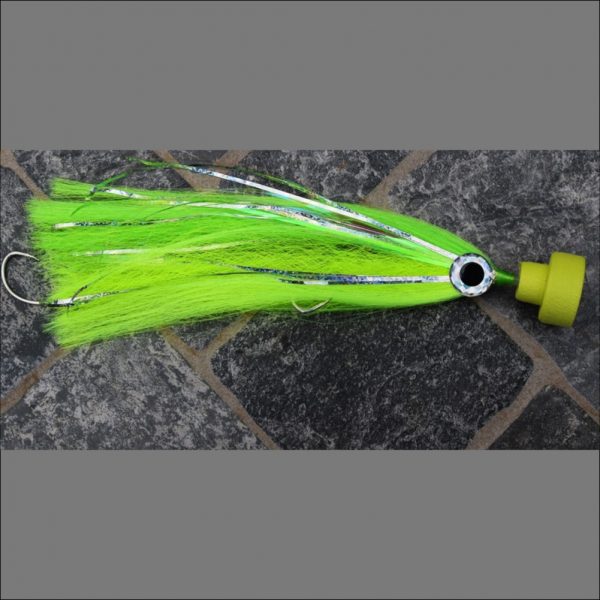 Cabo Mahi Rigged chartreuse and yellow offshore fly for dorado and marlin