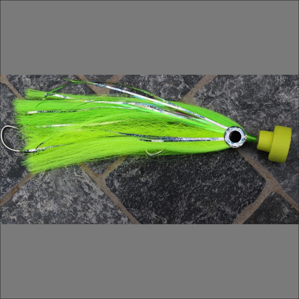 Cabo Mahi Rigged chartreuse and yellow offshore fly for dorado and marlin